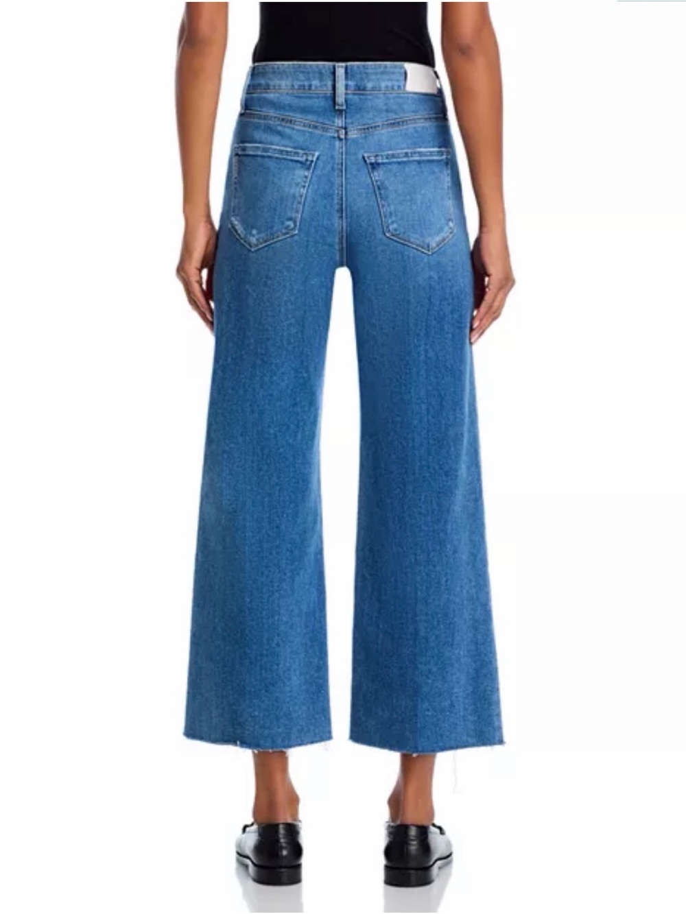 PAIGE Anessa High Rise Wide Leg Crop Jeans Raw Hem Light Wash Denim Size 25 - Picture 8 of 15